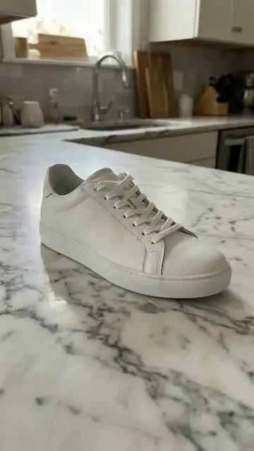 A knife cuts the sneaker and a slice of layered cake is revealed