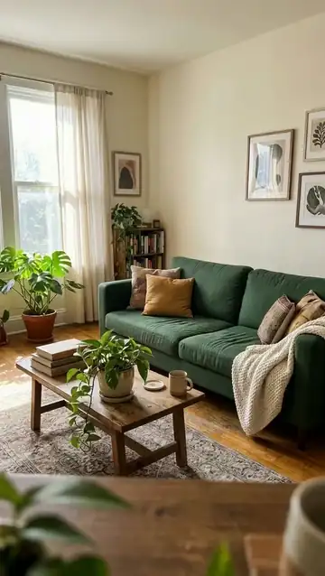 Books, plants and decor float up into the air in the living room